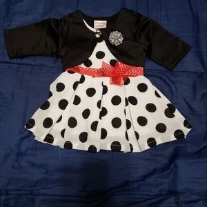 Black & white polka dot dress for 0-3 month old